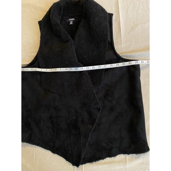 Chaps Vest Womens XL Extra-Large Black Faux Suede w Faux Sherpa Lined Vest - Picture 6 of 9